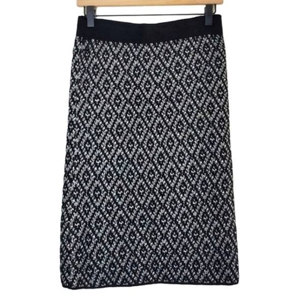 BHS Love Knitwear Wmns Black/White Fitted Diamond Knit Pencil Skirt NWT - Picture 2 of 11